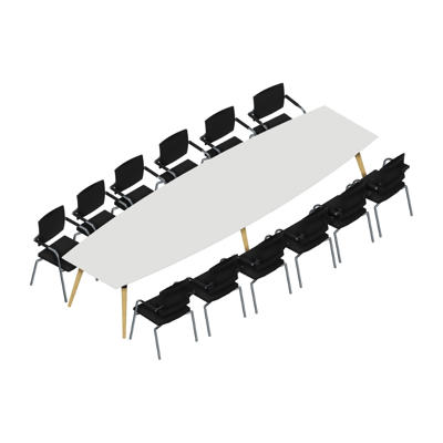 Konferencebord Dencon XL 1931 412x120 HPL hvid/eg