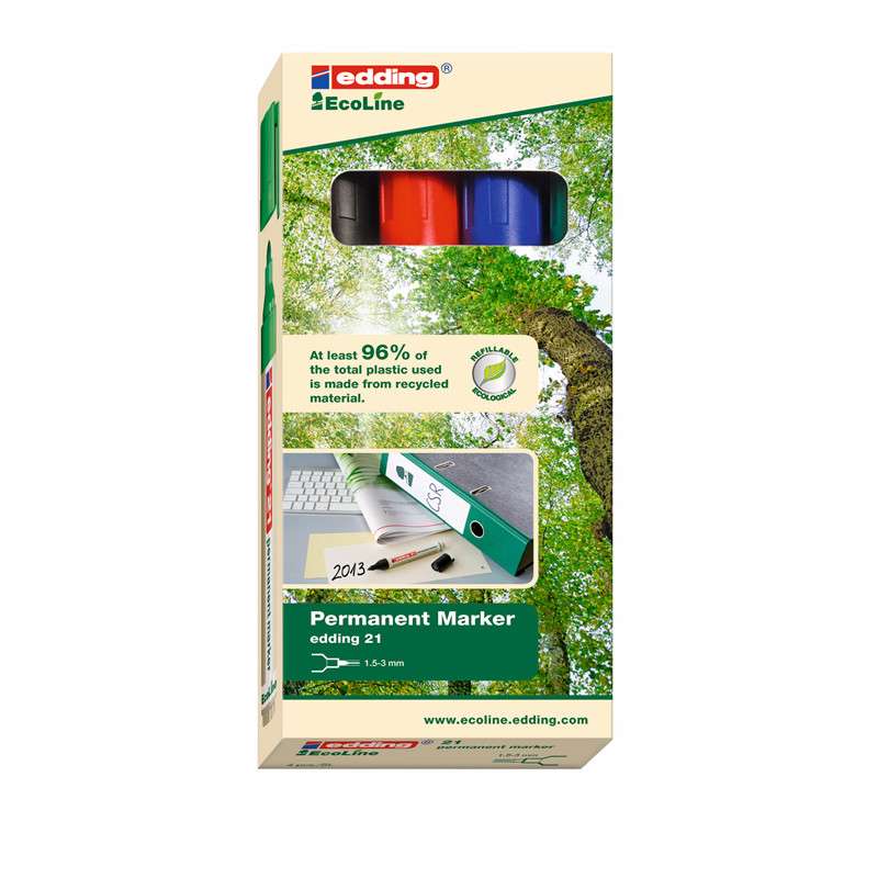Marker Edding 21 Ecoline ass. perm. 1,5-3mm 4stk/pk