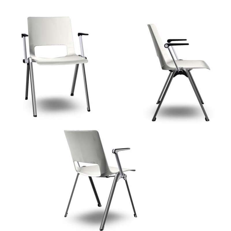 Konferencestol Interstuhl Vleggs hvid m/armlæn/kobling