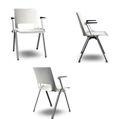 Konferencestol Interstuhl Vleggs hvid m/armlæn/kobling
