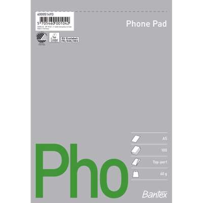 Telefonblok A5 perforeret ulinieret uhullet 60g 100bl/stk