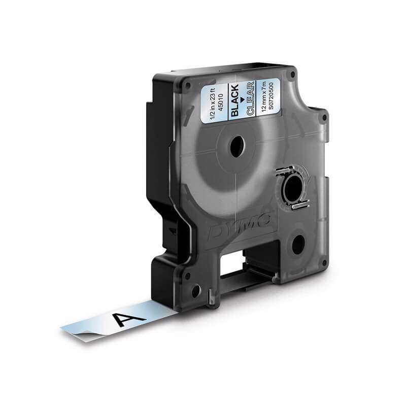 Labeltape DYMO D1 12mm sort på klar