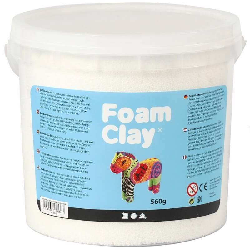 Modelleringsmateriale Creas Foam Clay 560g hvid