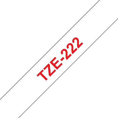 Labeltape Brother TZe222 9mm rød på hvid t/P-Touch