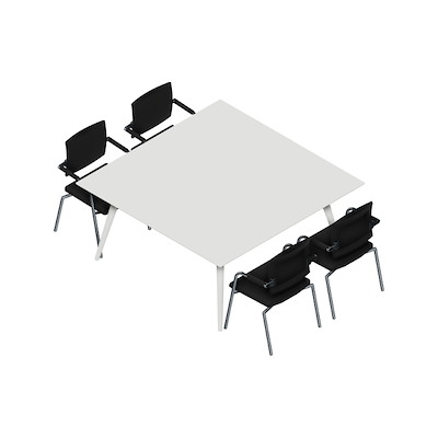 Konferencebord Dencon XL 1912 160x160 HPL hvid/hvid