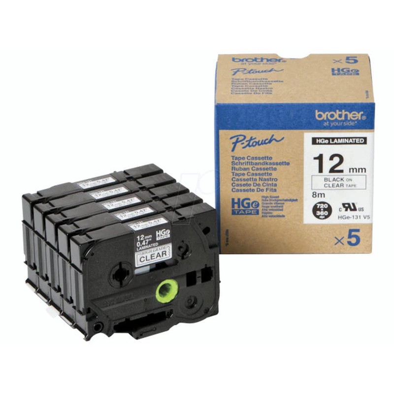 Label Brother sort/klar HGe131V5 12mm HiSpeed /5