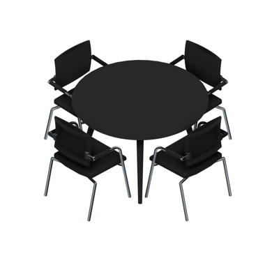 Konferencebord Dencon XL 1920 Ø120 HPL sort/sort