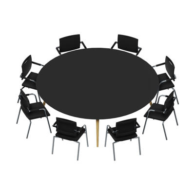 Konferencebord Dencon XL 1902 Ø240 HPL sort/eg