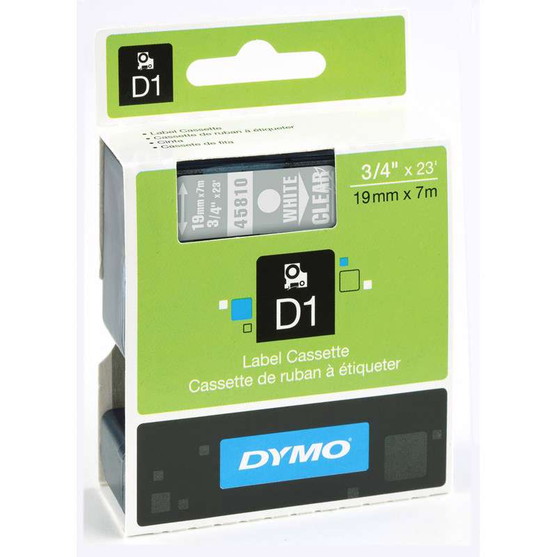 Labeltape Dymo D1 19 mm x 7 m hvid/klar