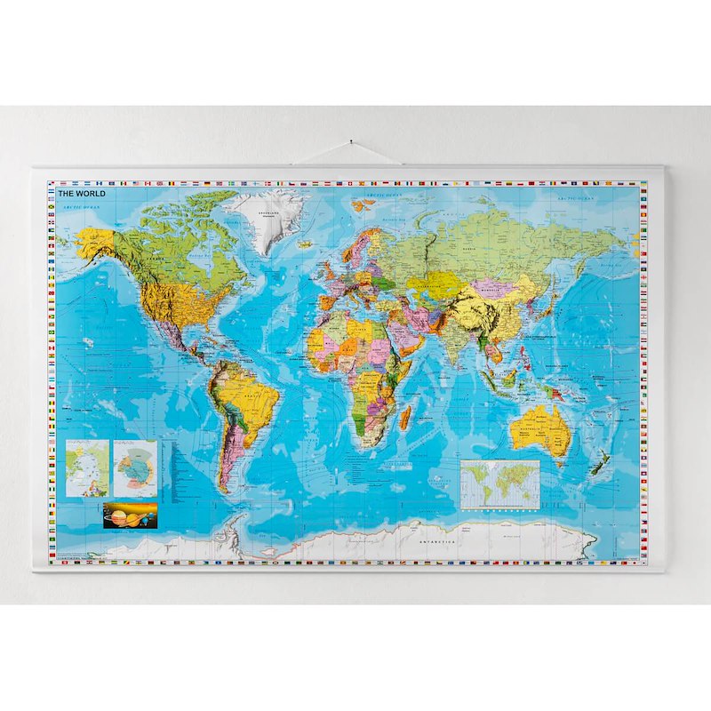 Plakat verdenskort lamineret 1370x890mm