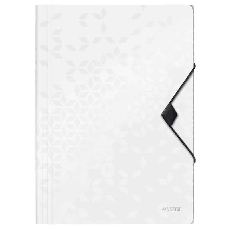 Plastmappe m/3 klapper A4 Leitz WOW PP hvid