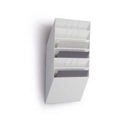 Brochureholder Flexiboxx A4 hvid 6 fag liggende t/væg