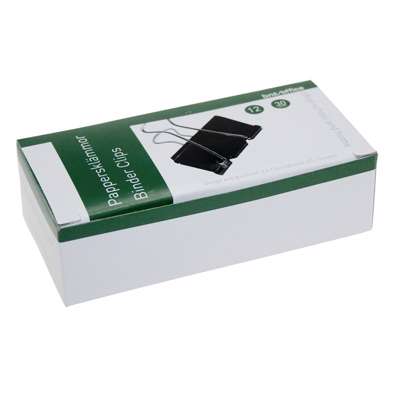 Papirklemme BNT Foldback 30mm sort stål 12stk/pk