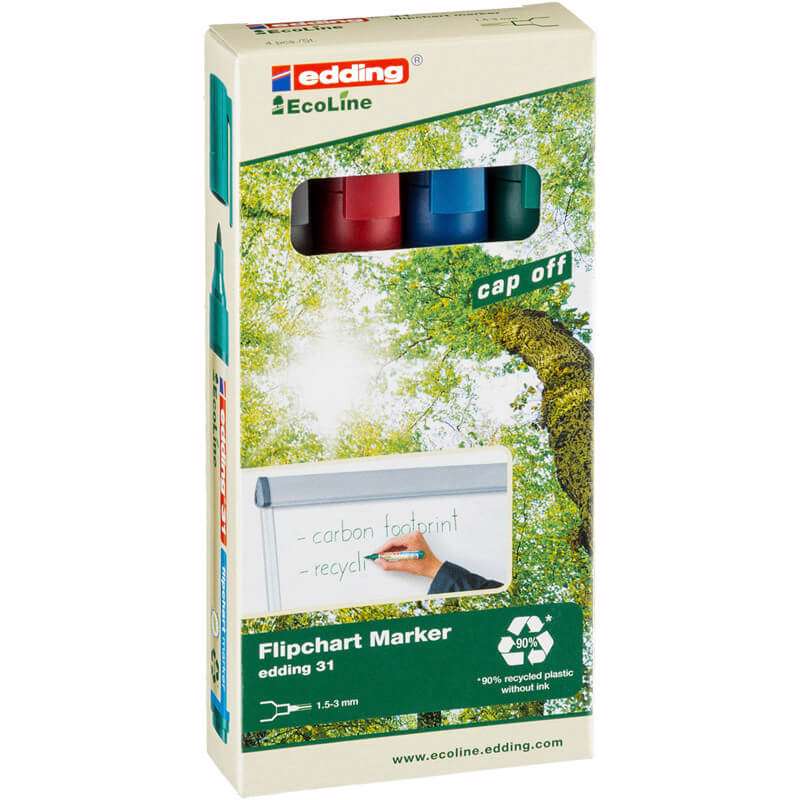 Marker Edding 31 Flipchart EcoLine ass 1,5-3mm rund 4stk/pk