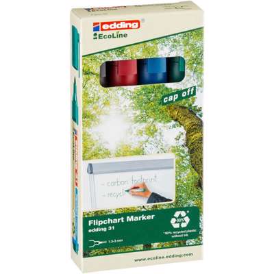 Marker Edding 31 Flipchart EcoLine ass 1,5-3mm rund 4stk/pk