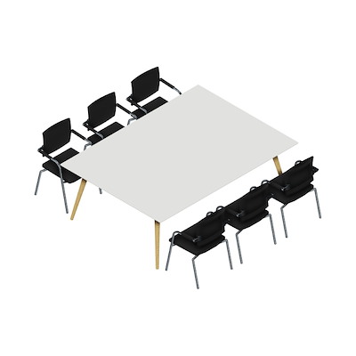 Konferencebord Dencon XL 1915 220x160 HPL hvid/eg