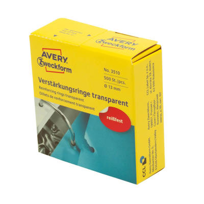 Hulforstærkere Avery 43409/ 3510 klar selvklæb. 500stk/pak