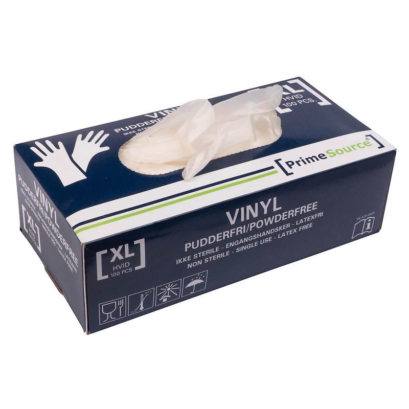 Undersøgelseshandske vinyl str. XL pudderfri pk./100