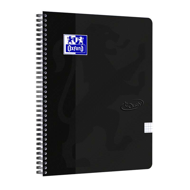 Notesbog Oxford Touch A4+ kvadreret 70ark 90g sort
