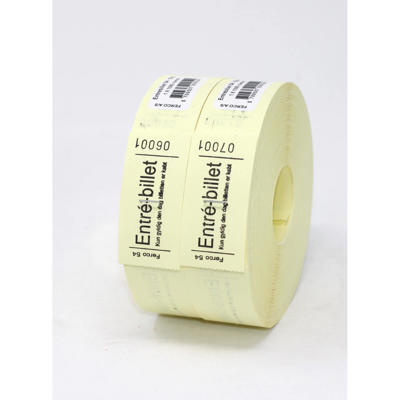 Entrebillet gul nr.54 1000stk 30x54mm  