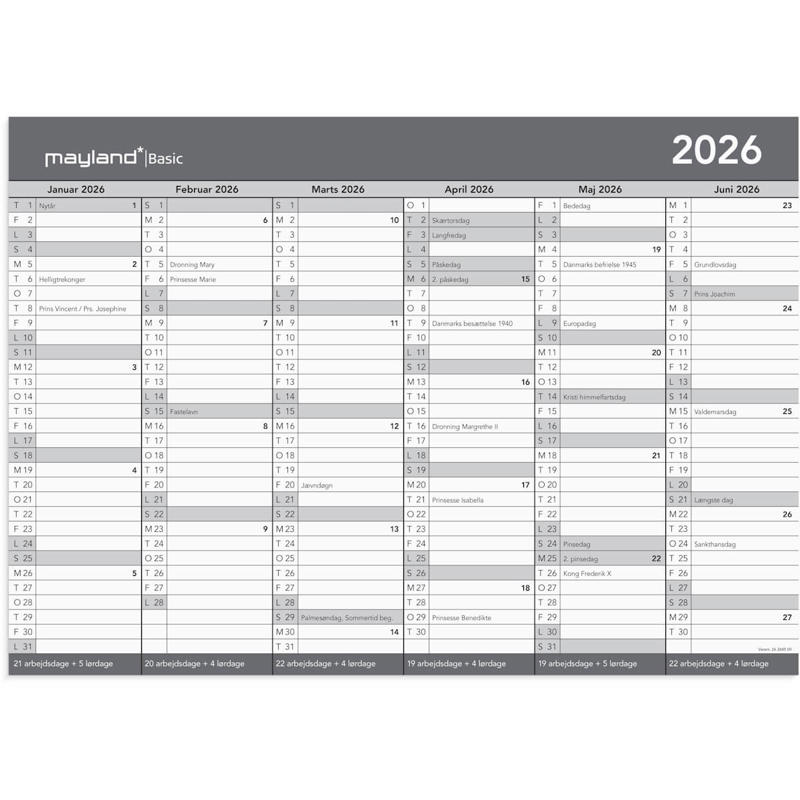 Basic kontorkalender A3 2026