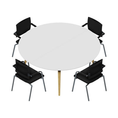 Konferencebord Dencon XL 1909 Ø180 HPL hvid/eg