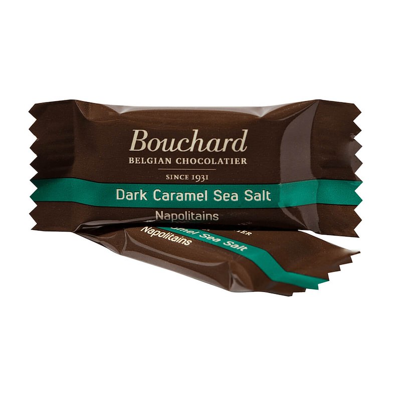 Chokolade Bouchard mørk karamel-havsalt 5g flowpacket 1kg/pk