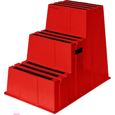 Sikkerhedstrin trappe Twin 3 trin plast 6800-4 rød
