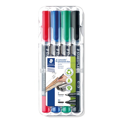 Marker Staedtler Lumocolor 348 Duo F/M perm 4 ass.