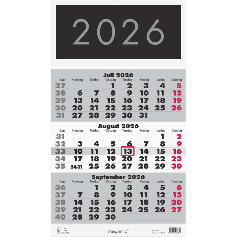 Vægkalender Triplanner 2026