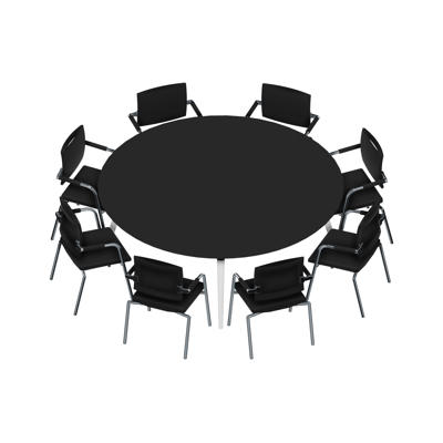 Konferencebord Dencon XL 1901 Ø200 HPL sort/hvid