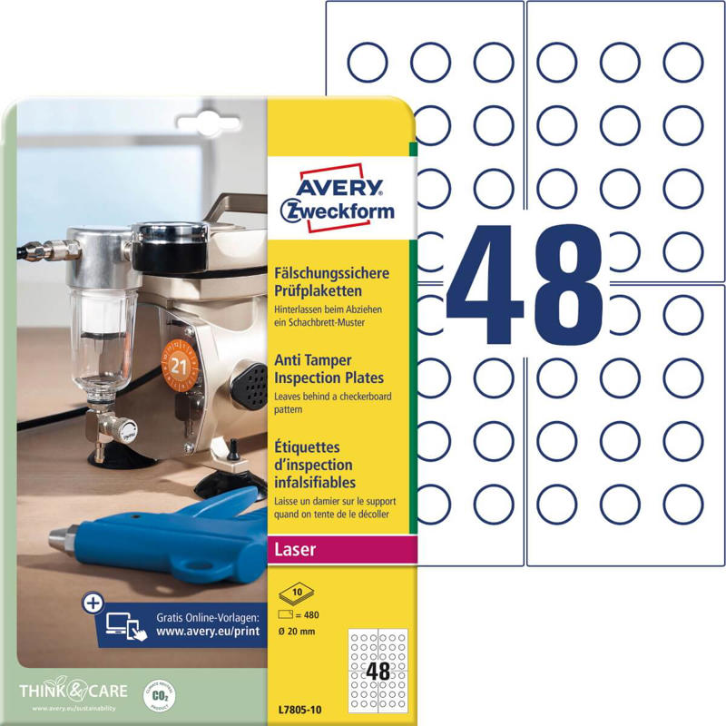 Etiketter Avery inspektionsdato label Ø20mm L7805-10