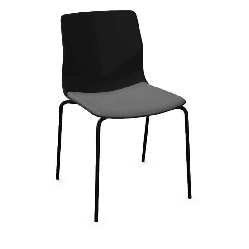 Kantinestol Four Sure 44 sædepolst. anthracite sort stel
