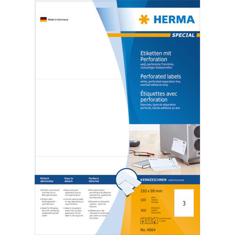 Etiket Herma label 4664 210x99mm 3stk/ark 100ark/pk