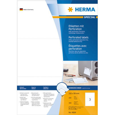 Etiket Herma label 4664 210x99mm 3stk/ark 100ark/pk