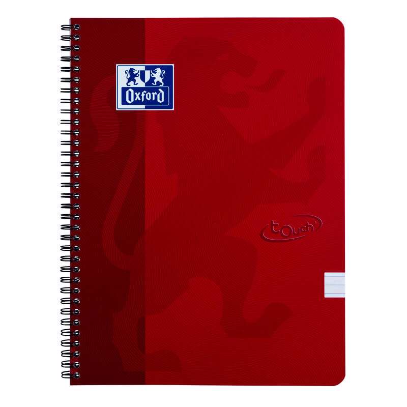 Notesbog Oxford Touch A4+ linieret 70ark 90g rød