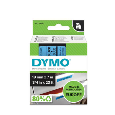 Labeltape DYMO D1 19mm sort på blå