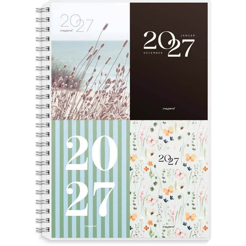 Ugekalender A5 2027 Mayland højform m/4 illu. PP-plast