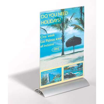 Bordskilteholder PRESENTER A4 alu/klar acryl