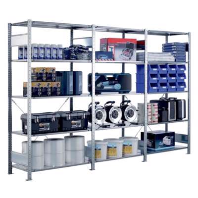 Stålreol Sono startfag 2500x1000x500 mm, m. 6 hylder galv.