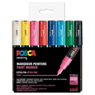 Marker Uni Posca Corner PC-1M, 8 ASS