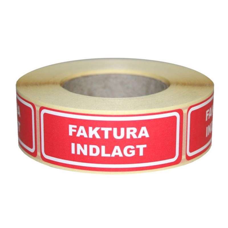 Etiketter selvkl. tryk:Faktura indlagt 24x64,6mm 500/stk