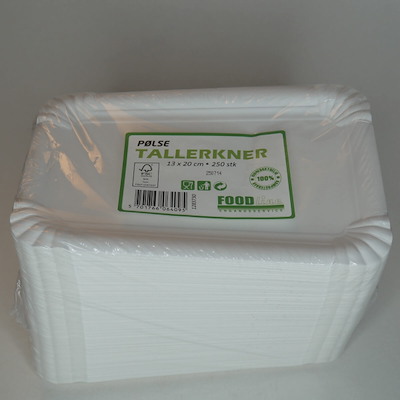 Pølsebakke 130x200mm hvid 250stk/pk