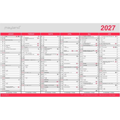 Kontorkalender 2027 Mayland Stor m/flagdage