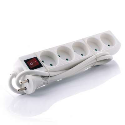 Stik 5-vejs stik m/ kontakt (D) 1m hvid