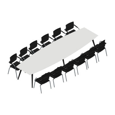 Konferencebord Dencon XL 1931 412x120 HPL hvid/sort