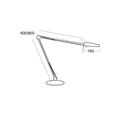Lampe LUXO Air LED sort 800 mm arm m/bordklemme asym.