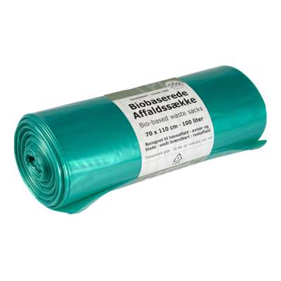 Affaldssække Bio LDPE/sukkerrør 100L 700x1100 transp. grøn