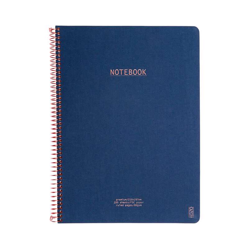 Notesbog KOZO Premium A4 lin 100g 80ark navy