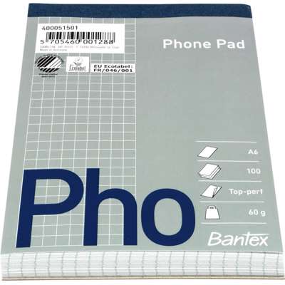 Telefonblok perforeret kvadr. A6 105x148mm 100bl/stk